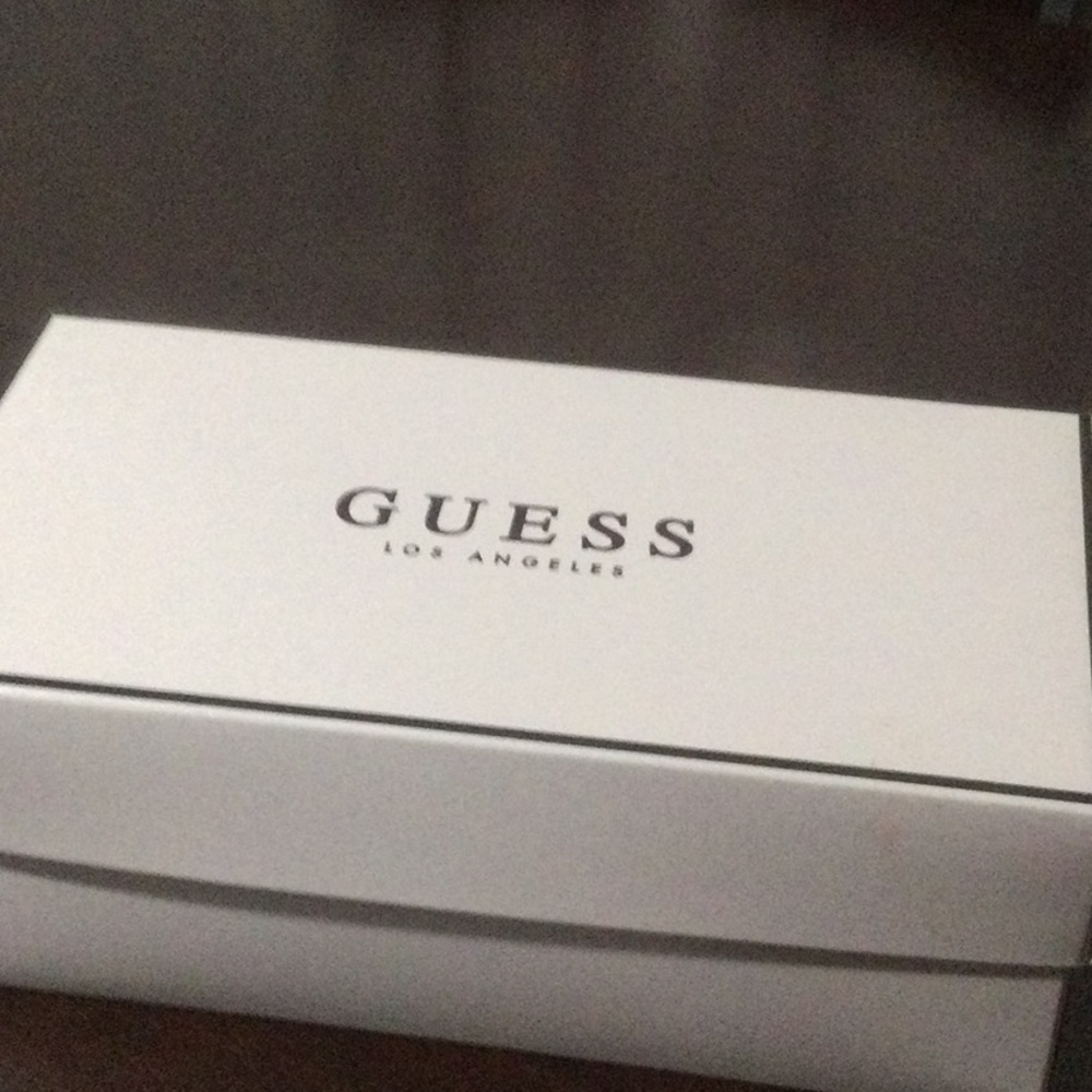 Black fabric guess sandals